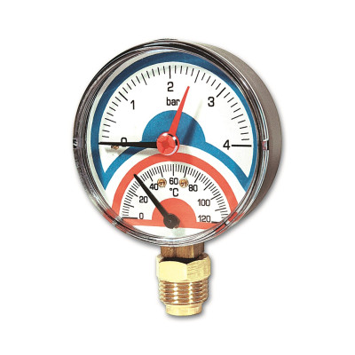 termomanometr axiální Ivar TM 120 A 1/4˝X1/2˝ 0-4,0BAR 0-120°C