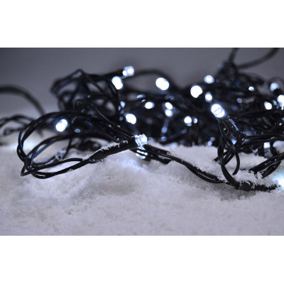 Řetěz LED vánoční venk. 50 LED Solight 5M,8 FUNKCÍ,IP44,3X AA,STUD,BÍLÁ 1V53-W